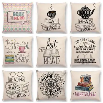 

Happy Day Nice Tea Reading Good Books Beautiful Life Gorgeous Cushion Cover