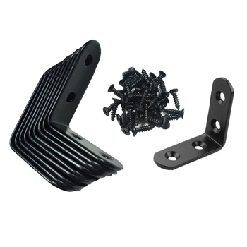 

10PCS L Shape Shelf Bracket Support Joint Angle Corner Brace Iron Black Home Use