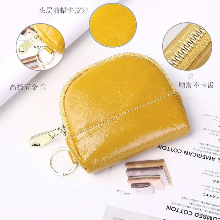 Amazon Hot Selling First Layer Genuine Leather Clutch Bag Women's Multi-functional Purse Creative Zipper Key Storgage Bag Wholes