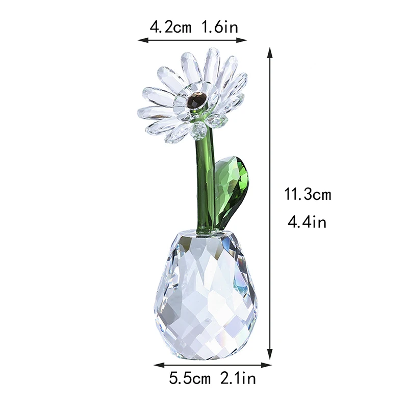 H&D 3 Kinds Christmas Gift Crystal Flower Figurines Glass Craft Ornament Home Wedding Table Centerpiece Decoration with Gift Box