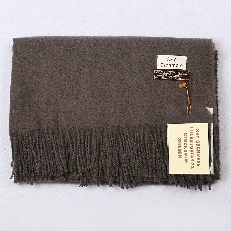12 deep grey Настоящий женский простой кашемировый большой теплый толстый шарф-одеяло длинная кашемировая шаль, шарф 200x70 см - Цвет: 12 deep grey