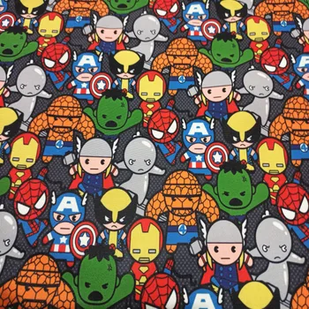 

140cm Width Cartoon Super Hero Assemble Polyester Canvas Fabric for Boy Bags Slipcover Cushion Cover DIY--BF623Y