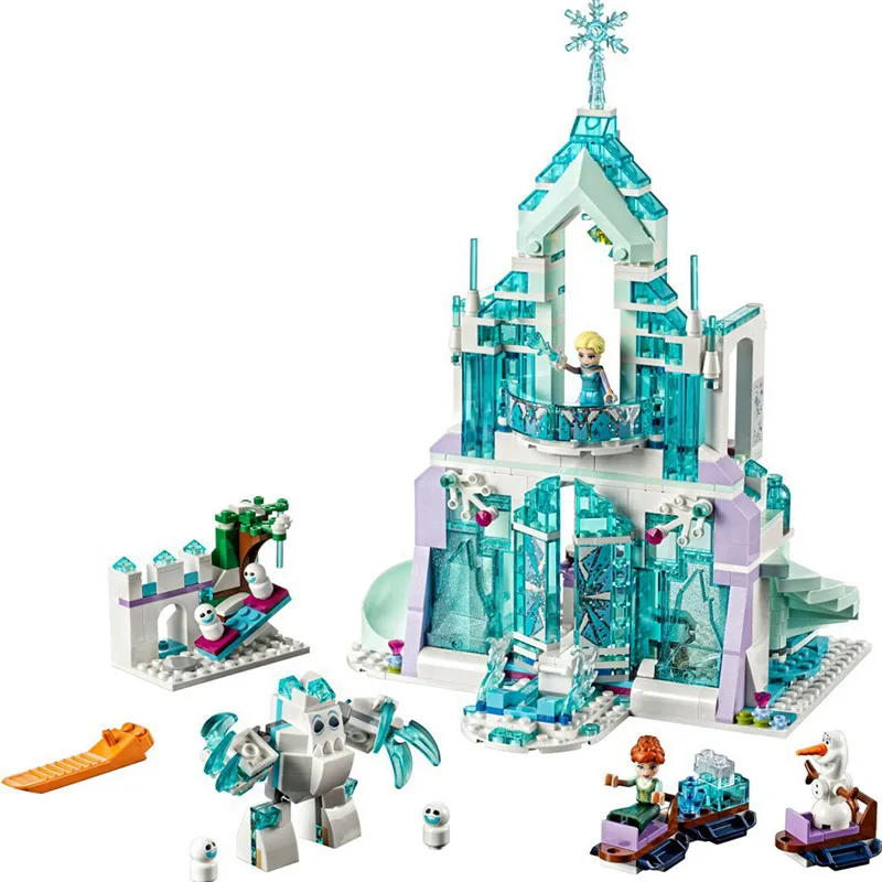 

Elsa Anna Magical Ice Castle Model Building Blocks Cinderella Princess Castle Compatible Legoinglys Friends