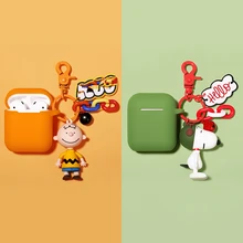 Милый брелок для ключей из мультфильма "Charlie коричневая собака", силиконовый защитный чехол для наушников для Airpods 1, 2, аксессуары, чехол, сумка, коробка