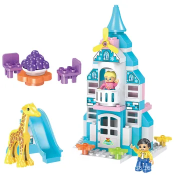 

Ice Castle Building Blocks Compatible with Duploed Ice Princess Set Snow World Series Bricks Blocks Toys For Girls Kids