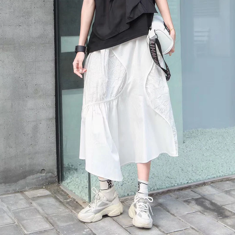 

Asymmetrical Casual Patchwork Skirt Women 2020 Summer Tide Fashion New European Style Elastic Waist Personality