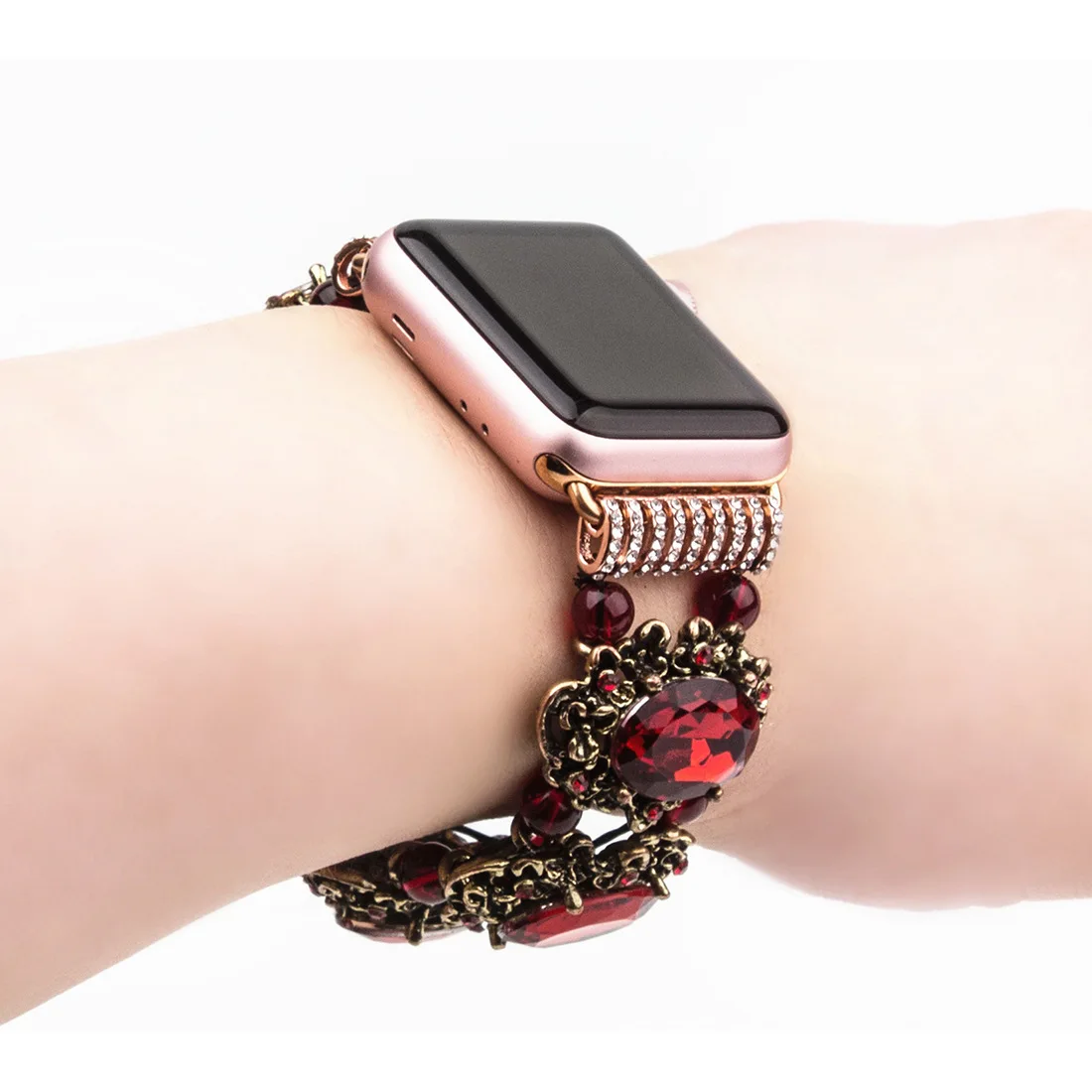 Женский ювелирный ремень, ремешок для Apple Watch, хит, 38 мм/42 мм, светящийся жемчужный рубиновый бирюзовый браслет для IWatch 4 3 2 1, браслет