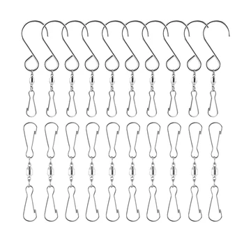 

20 Pack Swivel Hooks Smooth Spinning Dual Clip Swivels for Hanging Wind Chimes Crystal Spiral Windsocks Rotating Display
