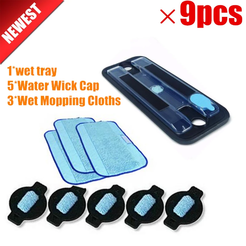 

1*Original wet tray+3*Wet Pro-Clean Mopping Cloth +5*Water Wick Cap for iRobot Braava 380 380t 5200 Mint5200C 4200A 4205