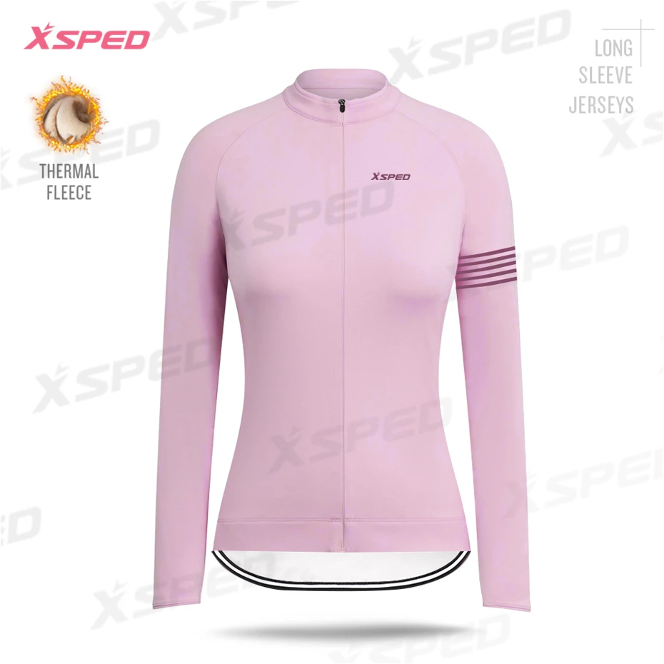 Женская зимняя велосипедная одежда Raphaing Lady, комплект из Джерси с длинным рукавом, стильная простота, женская куртка для шоссейного велосипеда, комплект из теплого флиса - Цвет: Cycling Jerseys