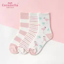 Caramella Подарочная коробка набор зимние женские носки 3 пары Рождественский подарок коралловые флисовые Носки теплые новогодние носки Забавные милые носки фламинго