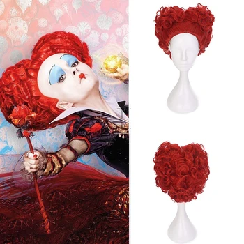 

Anime Alice in Wonderland the Red Queen Curly Wig Cosplay Costume Women Heat Resistant Synthetic Short Hair Halloween Party Wig