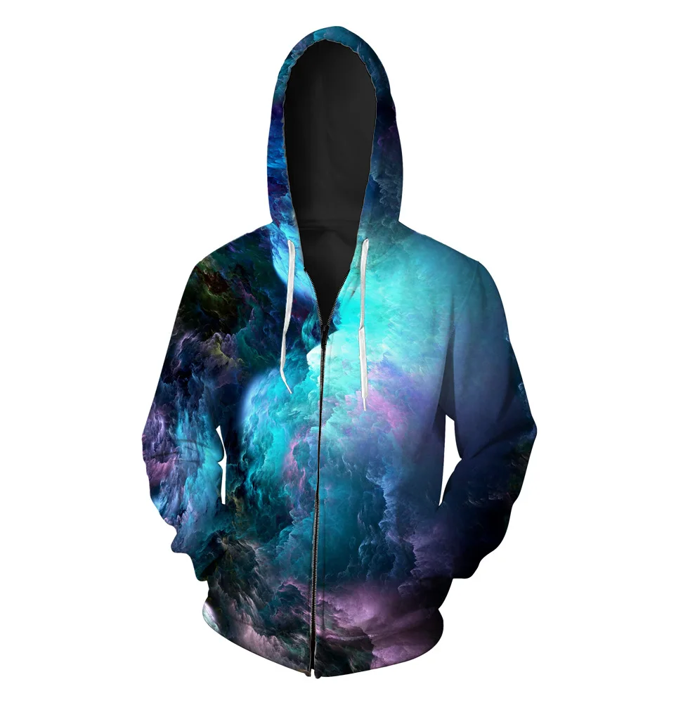 

Autumn new geometric pattern printing men's hoody with hat suit tide zipper men's clothing Sweatshirts