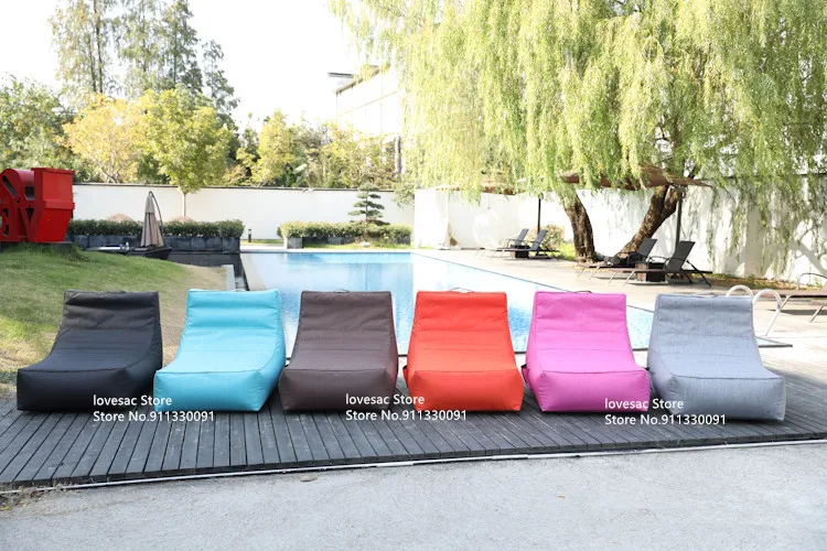 purple pool side beach bean bag sofa chair,sexy lake or sea folding L shape floating beanbag sofa with back support cover only