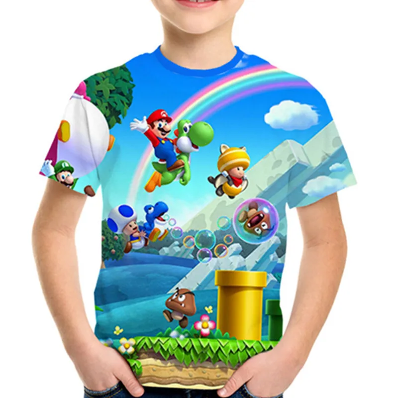2020 новые детские видеоигры Super Mario 3D футболка с принтом для мальчиков и девочек