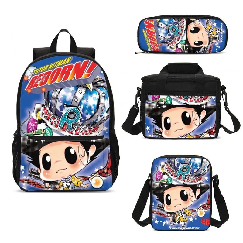 4 stks/set Portfolio Schooltas Jongens Meisjes Anime Cartoon Hitman Reborn 3D Printing Rugzakken Ice Bag Kids Boekentas Mochila Escolar 4 stks/set Portfolio Schooltas Jongens Meisjes Anime Cartoon Hitman Reborn 3D Printing Rugzakken Ice Bag Kids Boekentas Mochila Escolar
