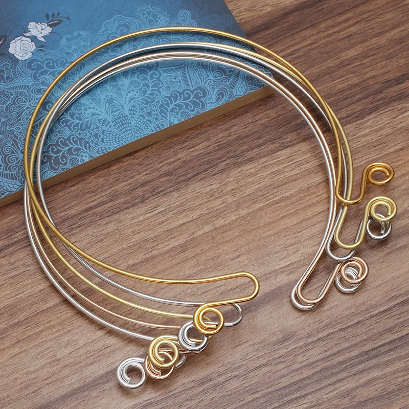 2pcs DIY Metal Collar Neckalce Circle Hang Hook Bride Base Setting Jewelry Making Components Wedding Necklace Jewelry DIY