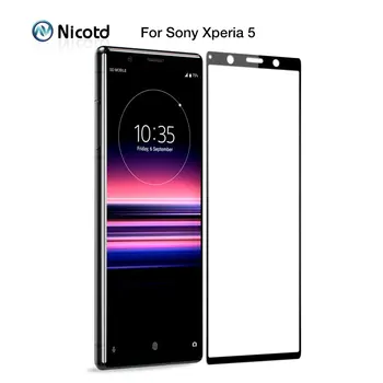 Перейти на Алиэкспресс и купить Полное покрытие из закаленного стекла для sony Xperia 5 Защитная пленка для экрана для sony Xperia 5 подходит для J8210, J8270, J9210