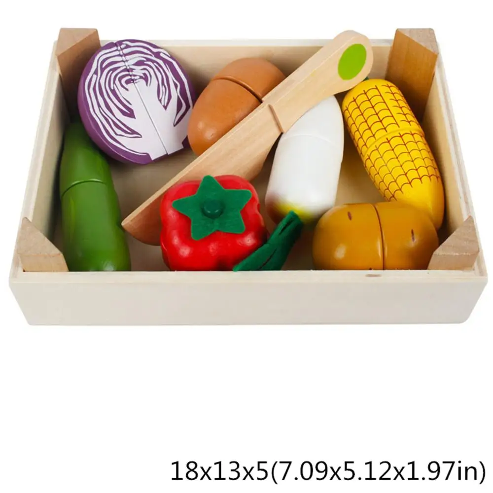 Wooden Classic Game Simulation Kitchen Series Toys Cutting Fruit Vegetable Set Toys Montessori Early Education Gifts - Цвет: 5