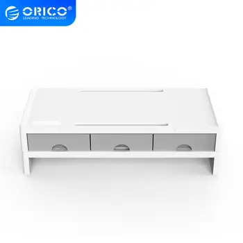 

ORICO Multi-function Monitor Stand Riser Desktop Holder Bracket with 3 Drawer Storage Box Organizer for Home Office Laptop PC