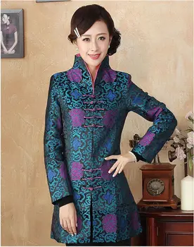 

Plus Size 4XL new Tang suit fashion improved Chinese national Mid-long Women jacket retro jacket everyday wear Mother's coat