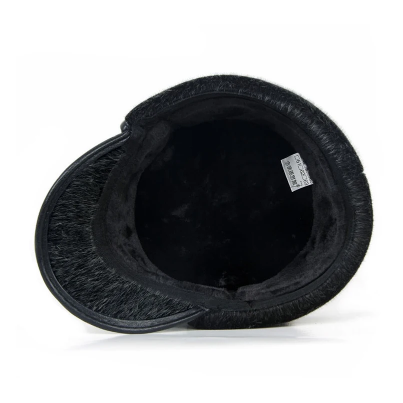 Tanie 2019 zagęścić mężczyzn płaskim Cap męskie futro czapka wojskowa z nausznikami człowiek wysokiej jakości zima ciepła czapka tata prezent