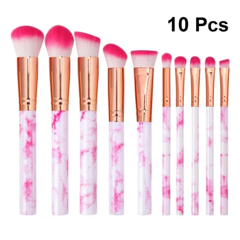 

10Pcs Marbling Pattern Plastic Handle Brushes Assorted Makeup Brush Cosmetic Brushes Set Beauty Care Supplies (Black+Grey)