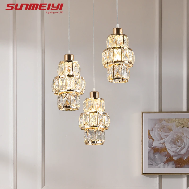 Nordic LED Pendant Lights Crystal Gold Hanging Lamp For Dining Table Bar Kitchen Living room lampada