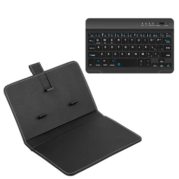 

Portable PU Leather BT Wireless Keyboard with Protective Case Cover For 4.5-6.8inch Mobile Phones Black Keyboard Keyboard