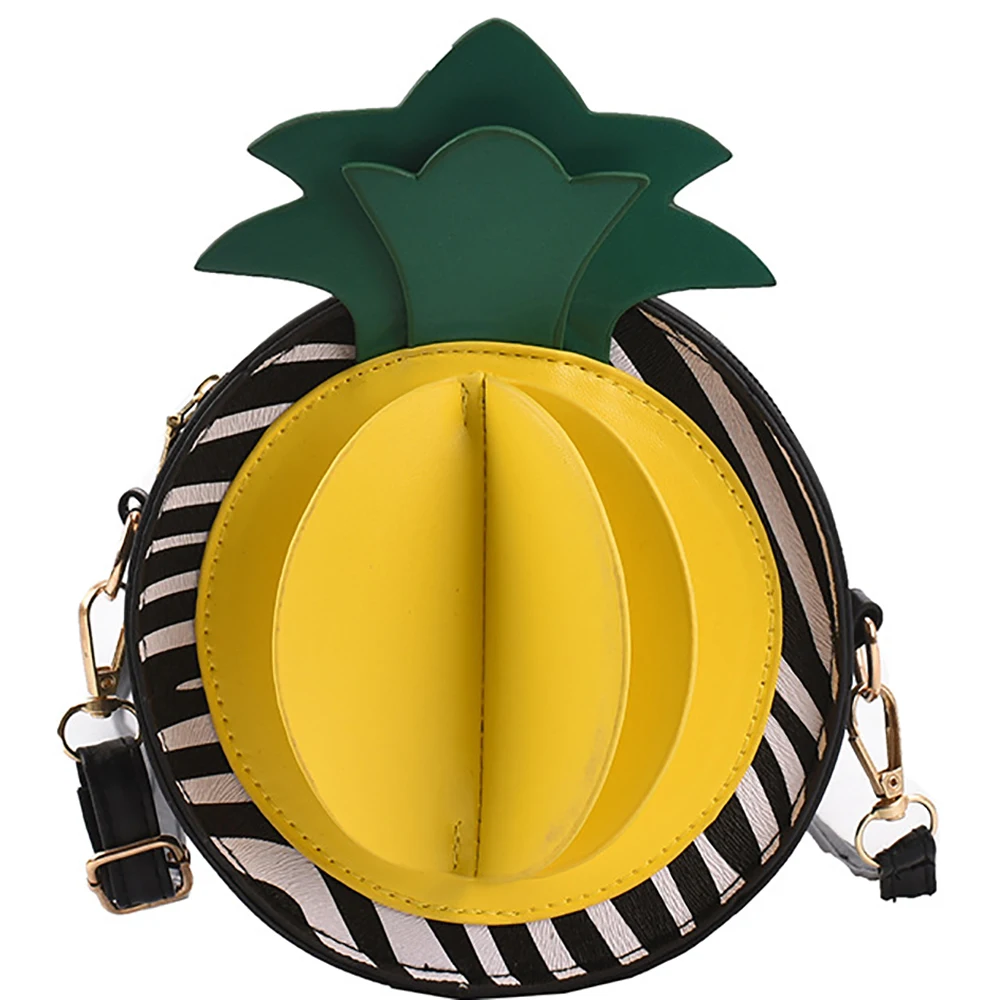 Funny Shoulder Chain Bags For Ladies Brand Women Cartoon Pineapple Buns Casual Female Luxury Designer Circular Bag High Quality