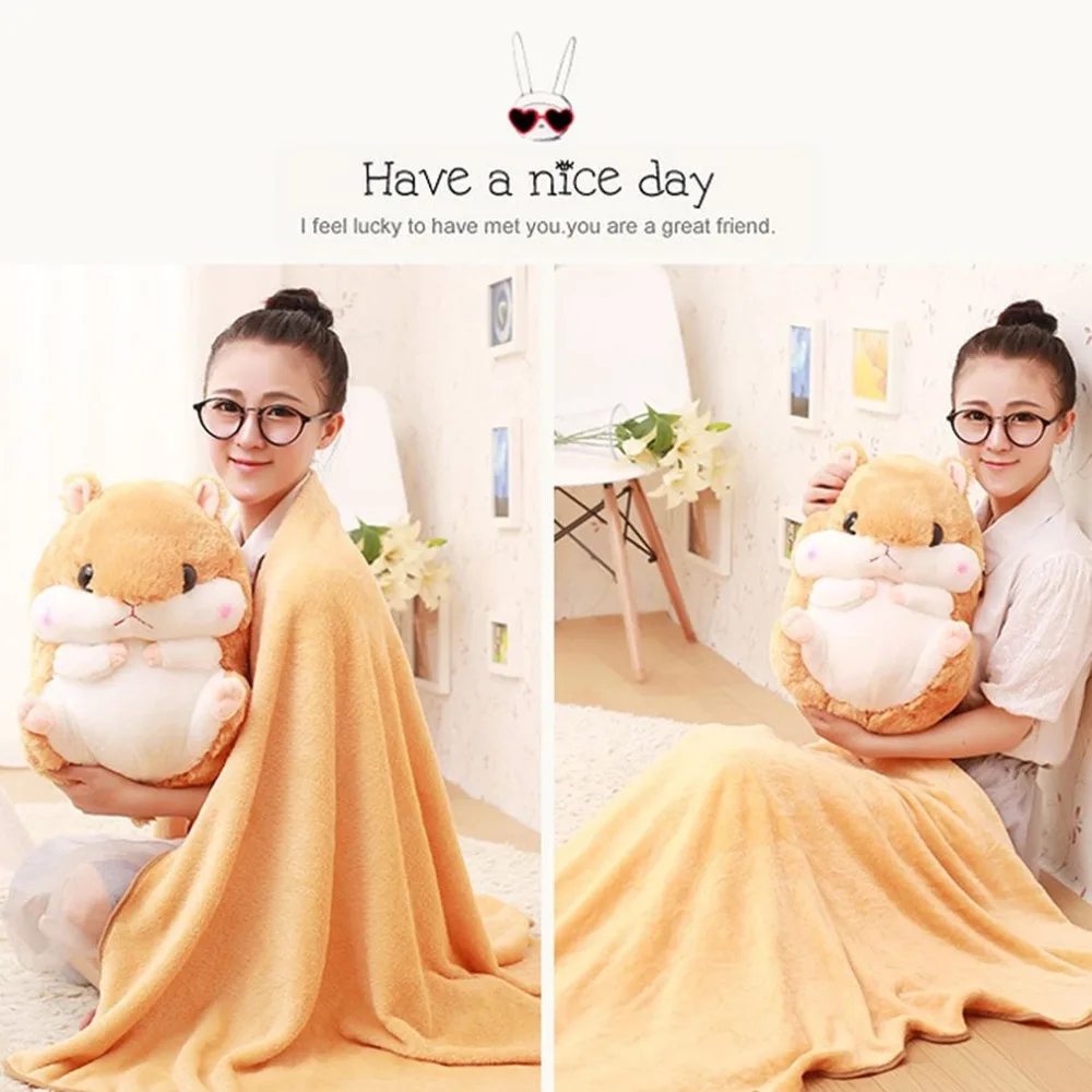 Lovely Cute Design Cartoon Squirrel Shape Portable Blanket Toys Sofa Car Office Air conditioning Travel Blanket Best Gift Newly