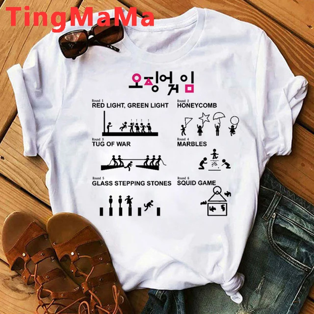 Korean TV Squid Game T Shirt Men Kawaii Cartoon Summer Tops 456 Graphic Tees Unisex Harajuku Fashion Korean Style T-shirt Male 69253