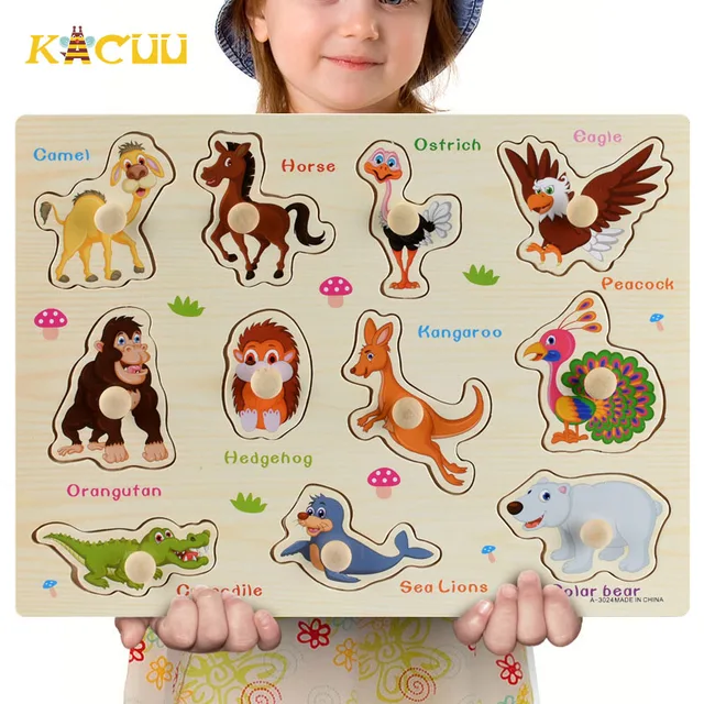 Wooden toys Geometric Shapes Children Wooden 3d Puzzle Cartoon Animal Intelligence Kids Early Learning Jigsaw Baby Toddler Toys 3