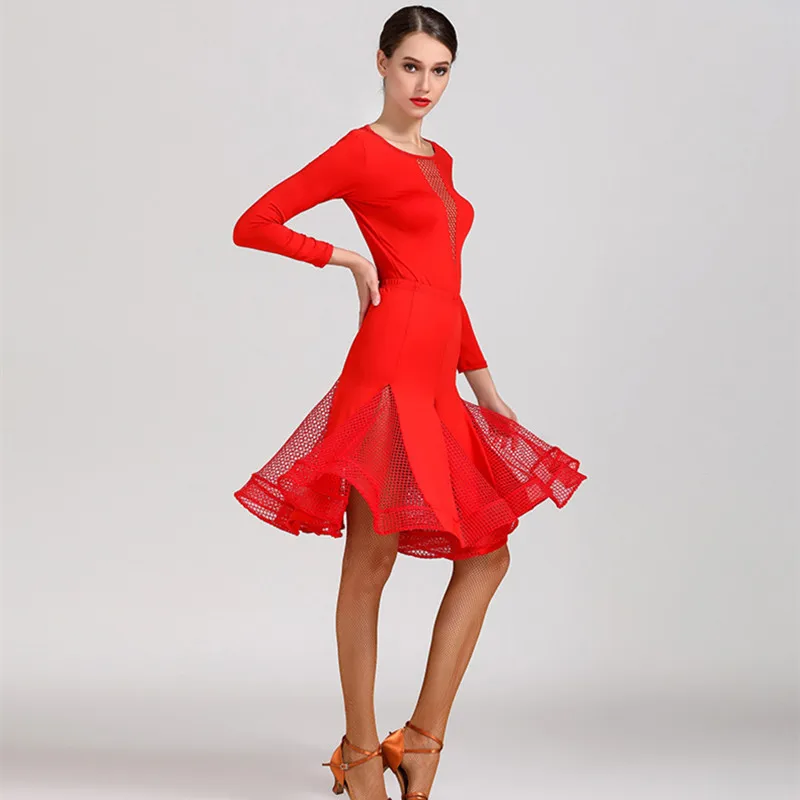 Платья для латиноамериканских танцев, сальса, танцевальные платья, юбка для латиноамериканских танцев, топ для танцев, платье для сальсы, Одежда для танцев, современный танцевальный костюм красного цвета