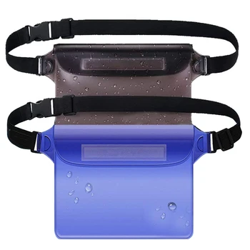 

2 Pcs Large Capacity Sealer Translucent Buckle Adjustable Straps Waterproof Touch Screen Boating Swimming Water Sports Waist Bag