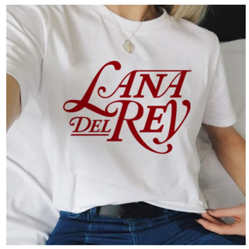 Женская футболка с буквенным принтом LUSLOS lana del rey Летняя Повседневная белая
