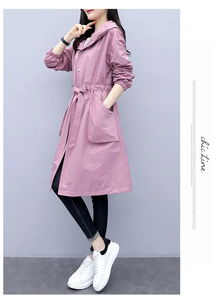 Casual Mid-length Trench Coat Women's Autumn New Style Popular French Loose-Fit Slimming Elegant Hooded Cropped Jacket Wome