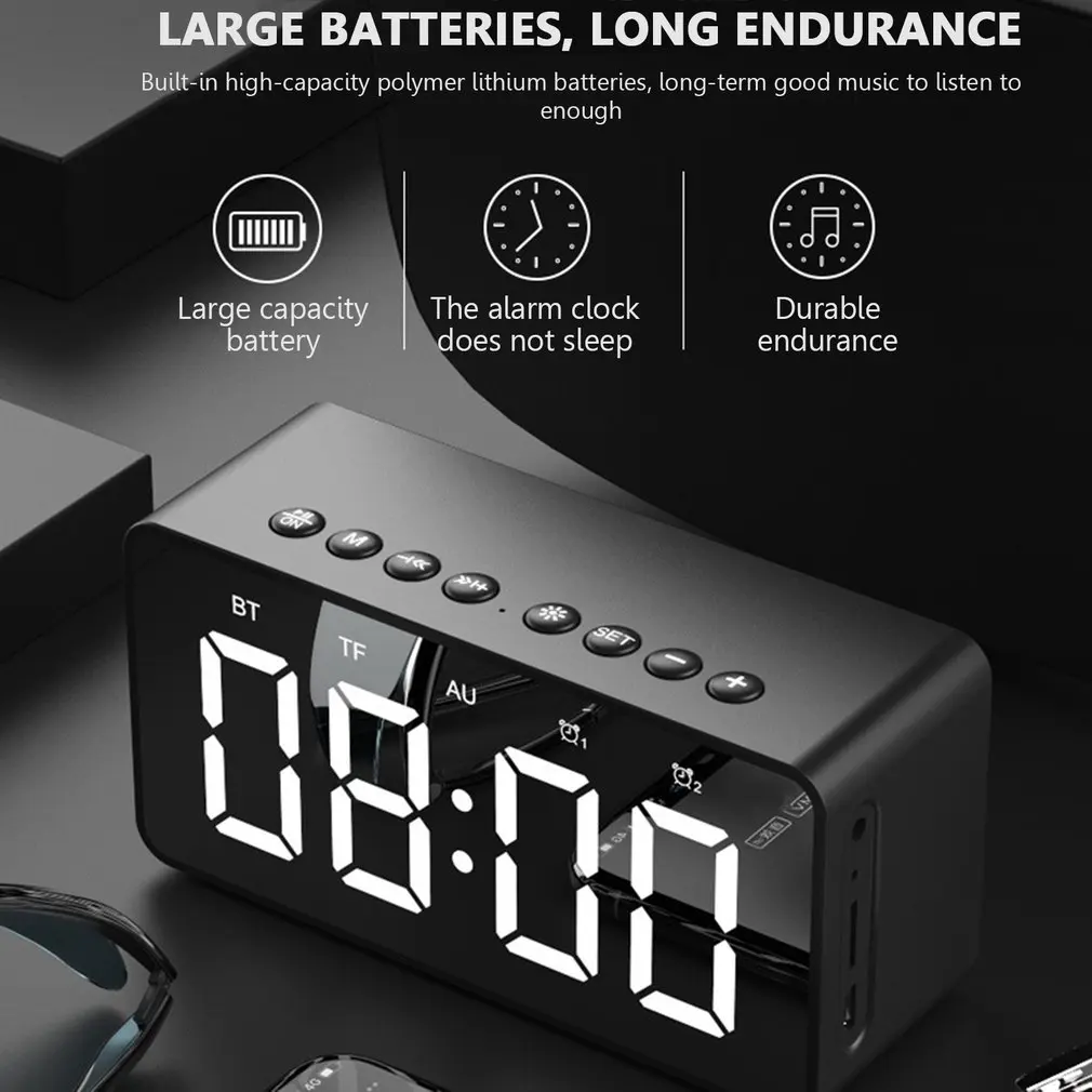 BT506 Мини Bluetooth беспроводной динамик супер бас зеркало с экранные часы Подарочная