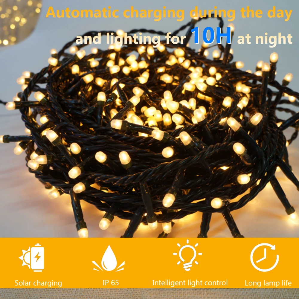 LED Fairy Lights String Solar Outdoor Powered Lamp 2/8 Modes Garland Decor Waterproof Holiday Lighting 5-23M for Wedding Party solar lights outdoor