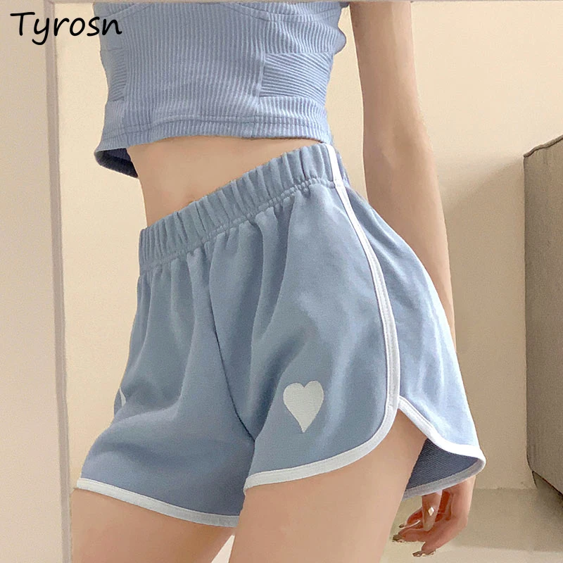 

Shorts Women Embroidery-love Sweet Elastic Waist Loose Sexy All-match Leisure Korean Style Mujer Jogger Fashion Running Trousers