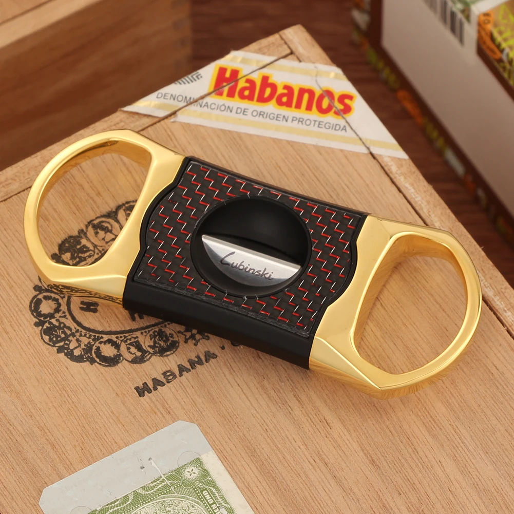 

LUBINSKI Luxury Pocket Cigar Scissors V-Cut Double Blade Metal Cigar V Cutter Guillotine Cigar Cutting Accessories