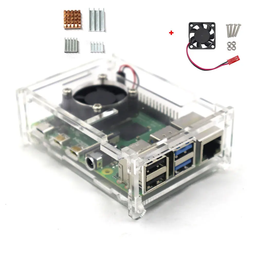 Raspberry Pi 4 Модель B прозрачный акриловый чехол Корпус коробка с охлаждающим