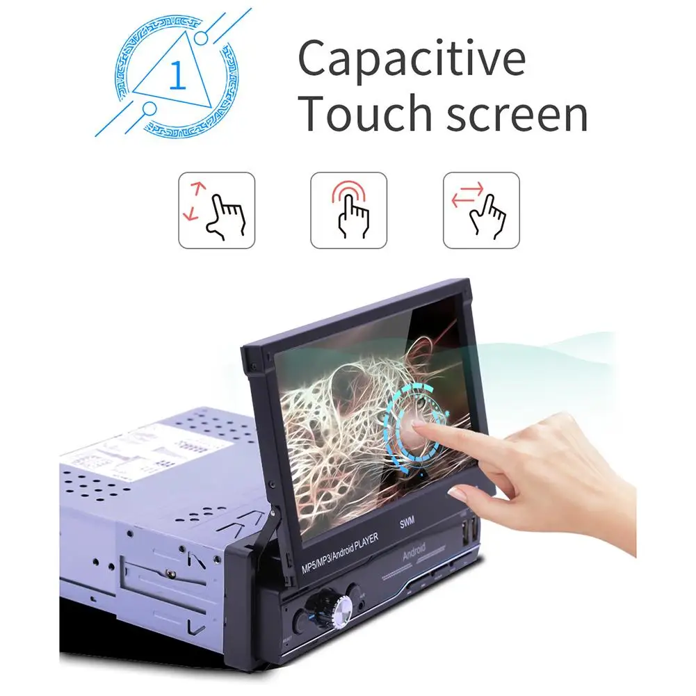  7 Inch Auto Radio 1080P HD Android 8.1 GPS Navigation Wifi USB Lade 1 Din HD Faltbare Kapazitiven T