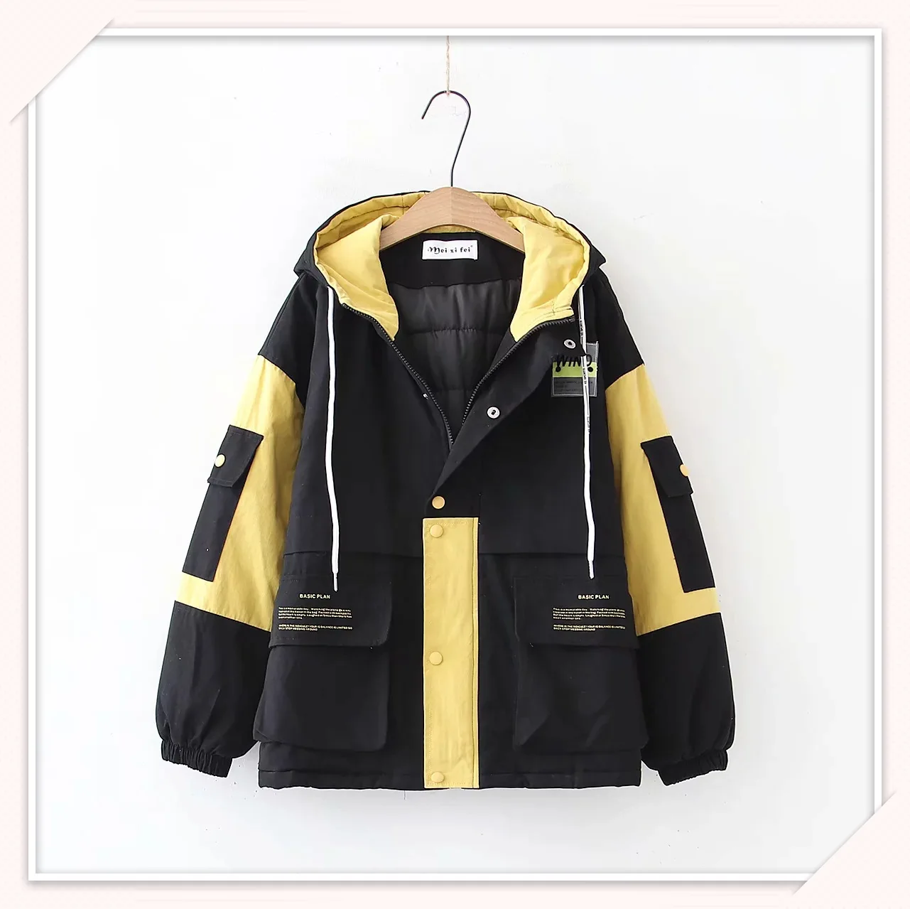 

Japanese Style Korean-style 19 Autumn And Winter New Style Versatile College Style Literature And Art Casual Printed Letter Hood