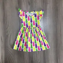 Пасхальное платье для маленьких девочек; платье с короткими рукавами для девочек с принтом кролика; платье из мягкого молочного шелка для девочек; милое платье для девочек