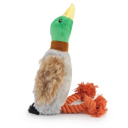 Plush Duck Squeaky Pet Toy with Chew Rope (Rope style)