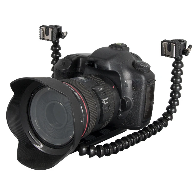 Camera Flash Brackets Double Head Holder Double Head Bracket 1/4 inch ...