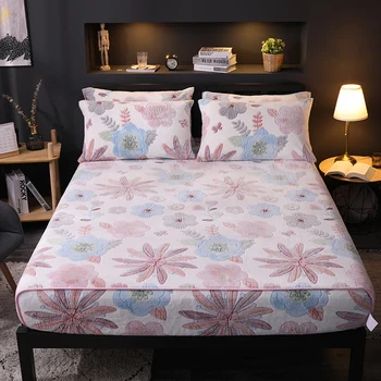 

5D snowflake fleece Fitted sheet 1pc printed elastic rubber sheet 2020 new velvet fleece bed cover pastoral style bed linen soft