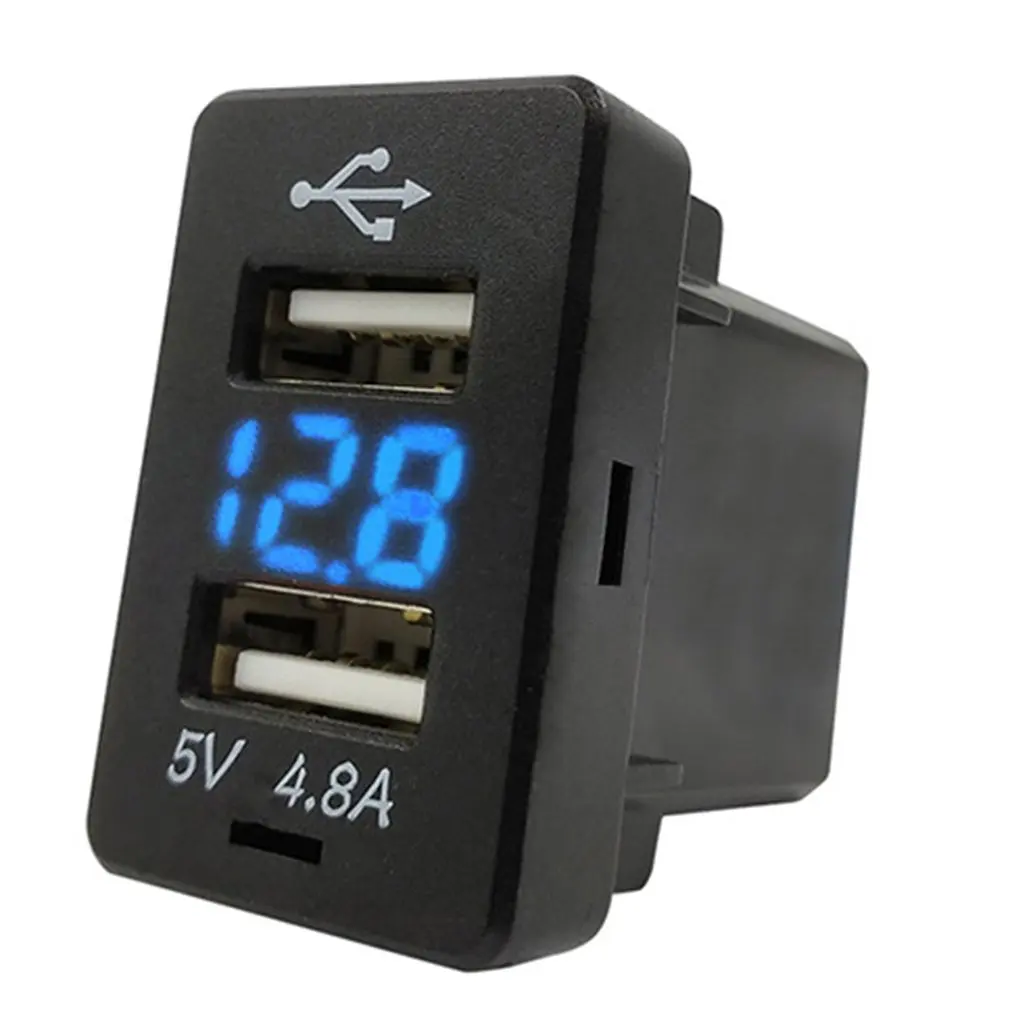 4.8A автомобиля Зарядное устройство зарядки разъем Dual с usb-портом, светодиодная вольт Дисплей для телефона планшета навигатора Быстрая Зарядка адаптер для автомобиля Toyota