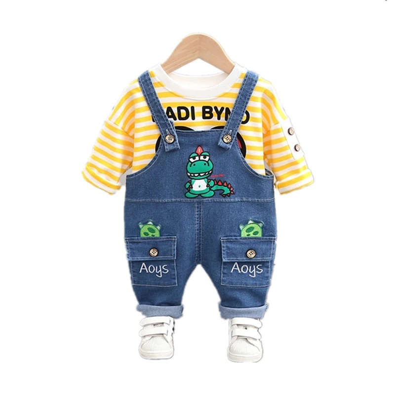 New Spring Cartoon Children Clothes Suit Autumn Kids Boy Girls Fashion T Shirt Jeans Pants 2pcs/set Infant Baby Casual Tracksuit | Детская